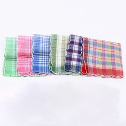 5PCS Handkerchief Towel Checked Kerchief for Women Square Kerchief Quick Drying Bandanas Handkerchief Pocket Towel 11''
