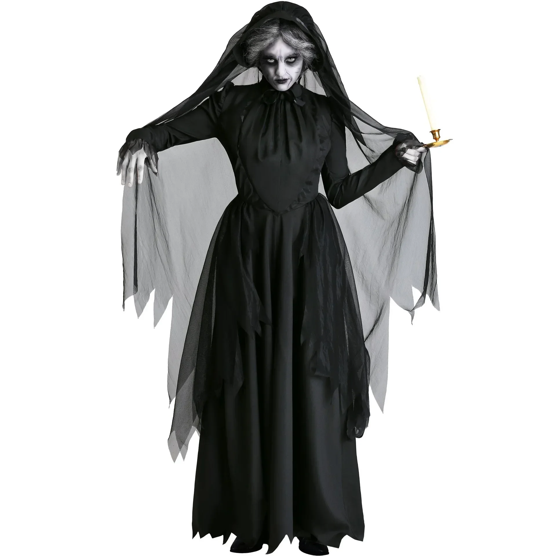 Disfraz de Halloween para mujer, disfraz de novia fantasma, monstruos, diablo aterrador, vestido elegante