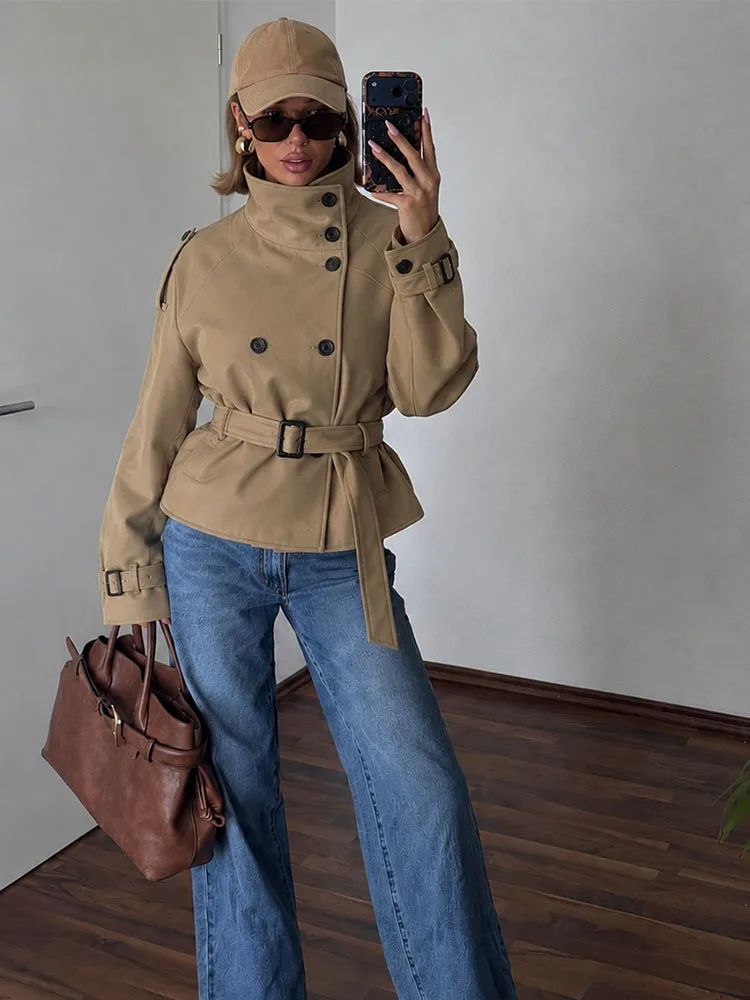 HH Comfortable Khaki Coat Women Spring Autumn Casual Long Sleeve Relaxed Fit Daily Cozy Chic Versatile Fashion Outerwear