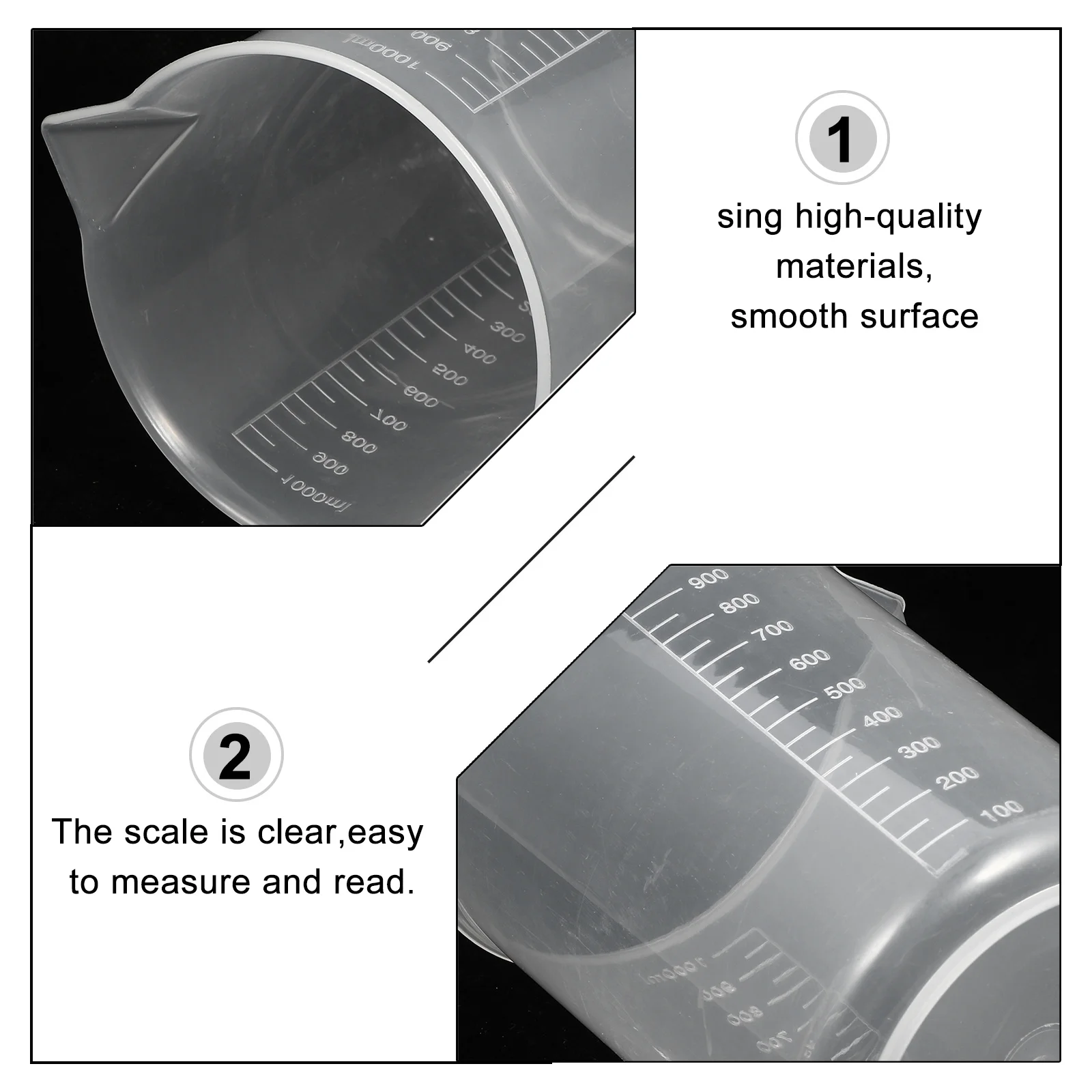 

3Pcs 1000Ml Plastic Measuring Cups Transparent Graduated Beakers for Liquid Measurement Kitchen Use Clear Scale