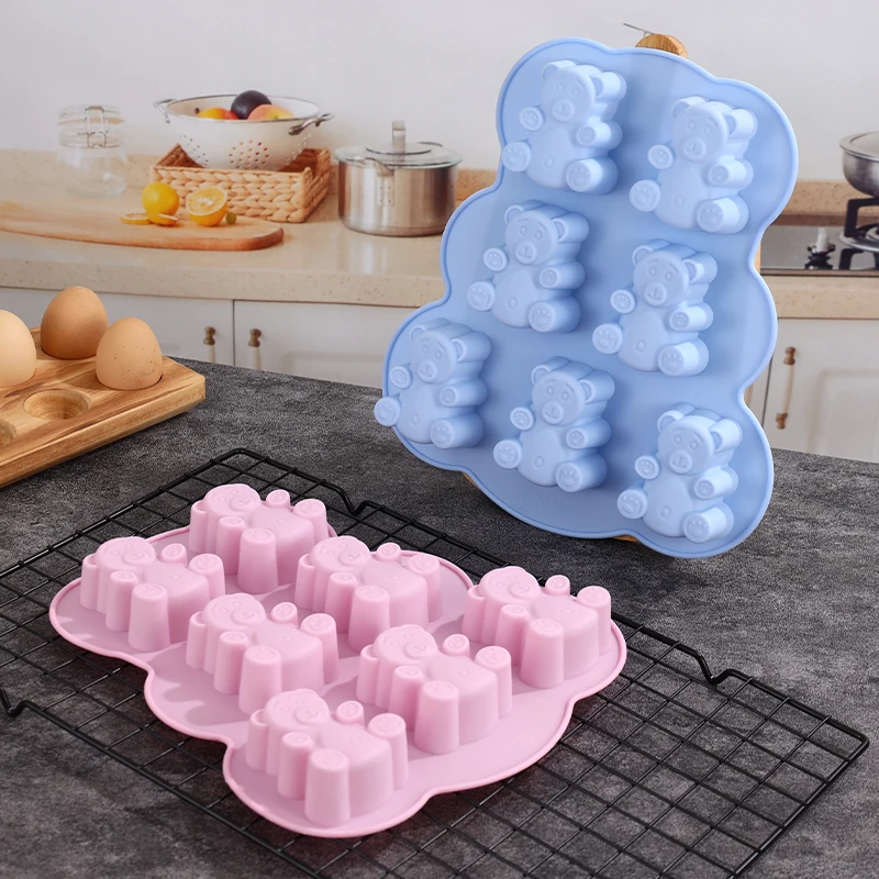 3D Lovely Bear Cake Mold Animal Cookie Silicone Mould For Chocolate Candy Kitchen Fondant Supplies Cupcake Topper Decorating