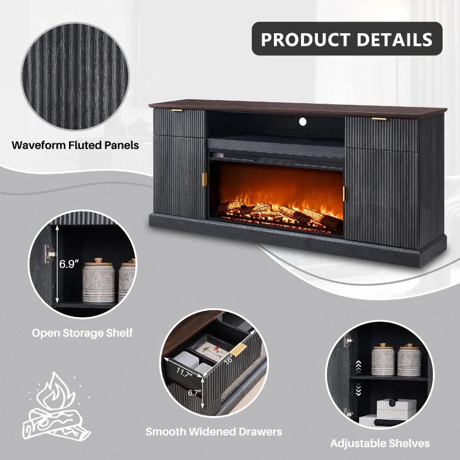 حامل تلفزيون 31 مدفأة مخددة مع 36 مدفأة كهربائية لمركز الترفيه الحديث للتلفزيون مقاس 80 بوصة مع درجين وأدجو #6