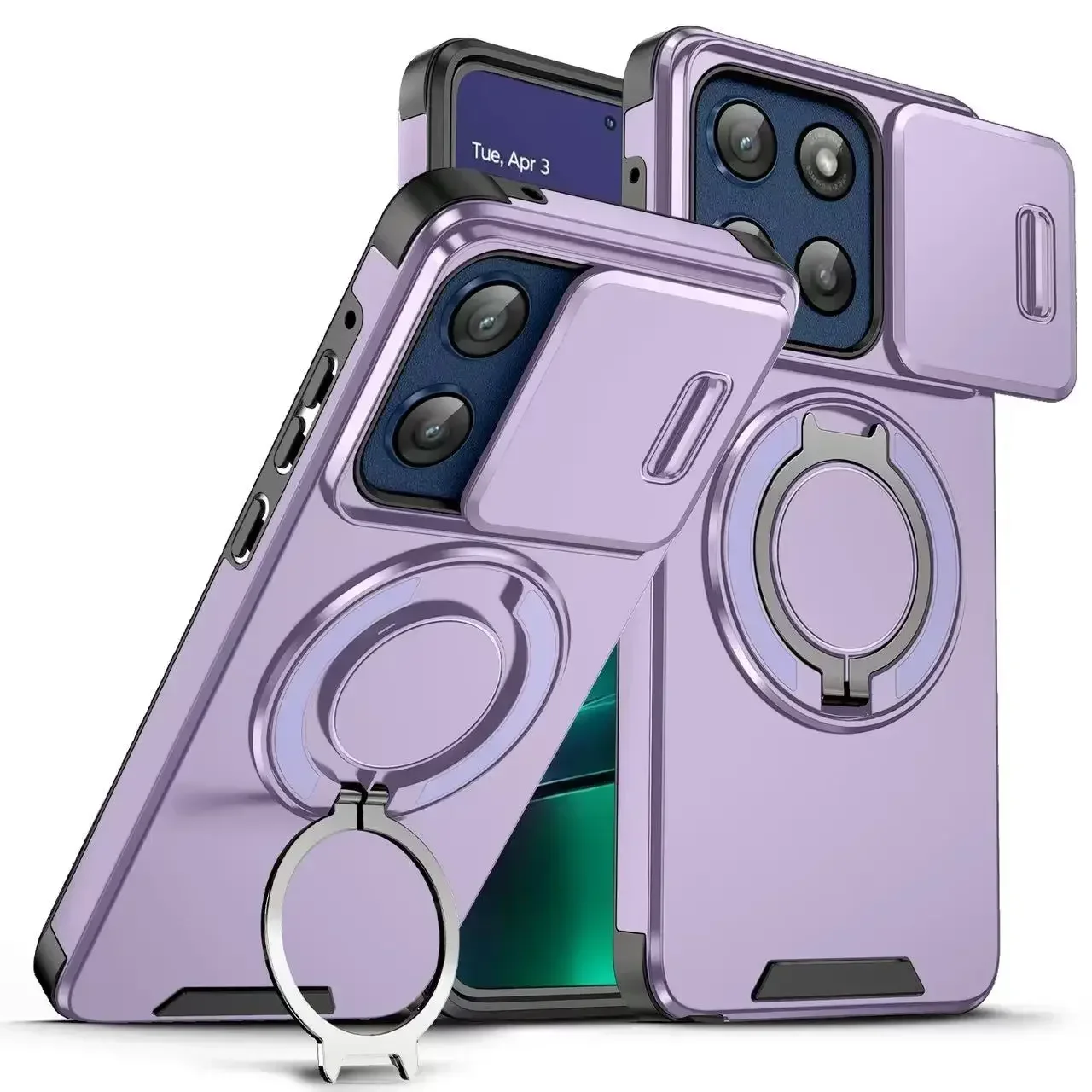 Armadura resistente anel magnético titular slide lente proteger caso para moto g power g play g 5g g stylus 5g 2026 2025 2024 pc capa