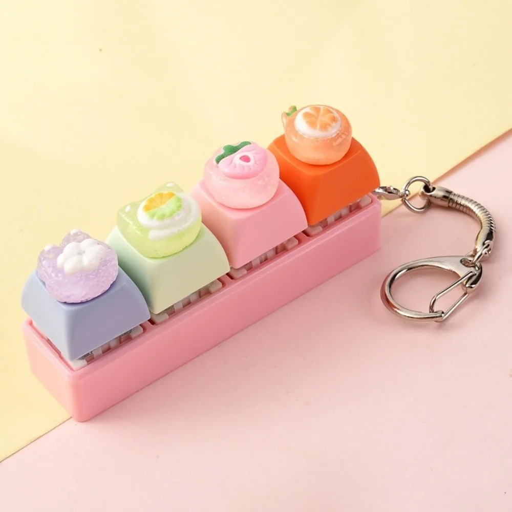 Pressure Reducer 4-Key Fidget Keychain Smooth Portable Reduce Pressure Cute Fruit Clicker Keychain Office Use