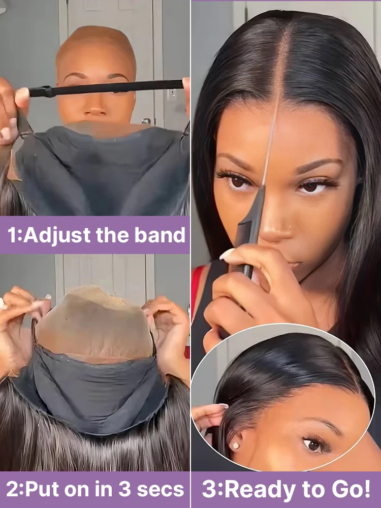 200 Density Wear And Go Glueless Wigs Human Hair Bone Straight Hair Clearance Price 100% Pre Plucked Brazilian 4x4 HD Closure Wig For Women Top Quality Ready to Wear