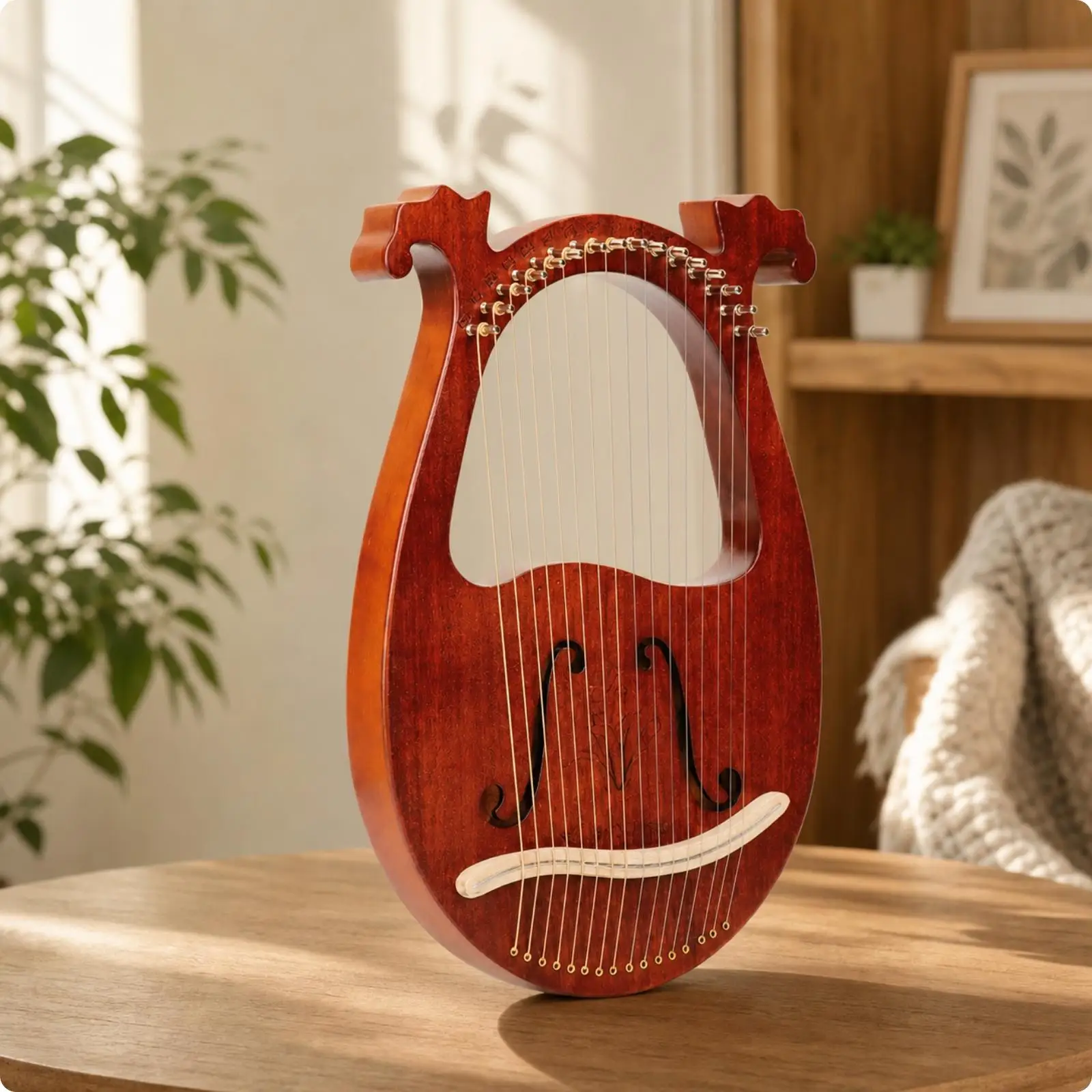16-String Lyre Harp Acoustic Lyre Harp Easy to Play for Music Lessons, Hobbyists