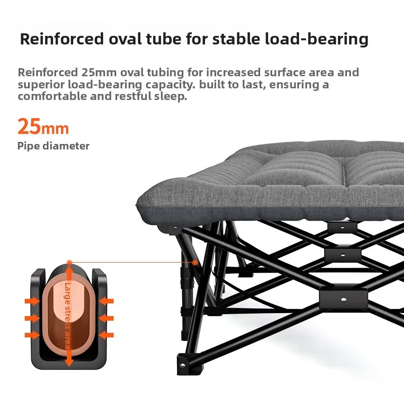 Foldable Single Bed Portable Home Office Nap Lounge Outdoor Camping Recliner Foldable Single Adult Bed Lounger Office Recliner