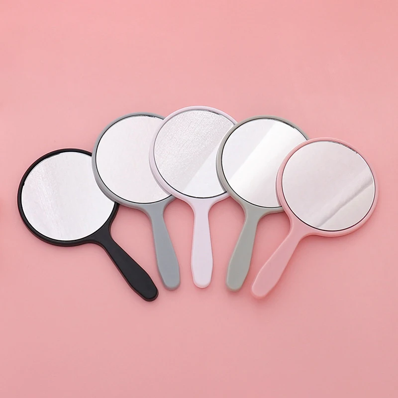 Handheld small mirror DIY round mirror portable cosmetic mirror creative cute portable handle mirror