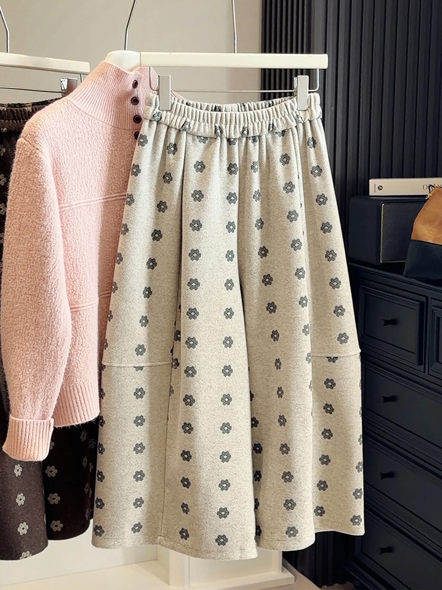 

plus Size Floral Print Thick Wide Leg Pants Casual High Waist Spring Autumn Slimming Short Women's Clothing plus Size Trousers