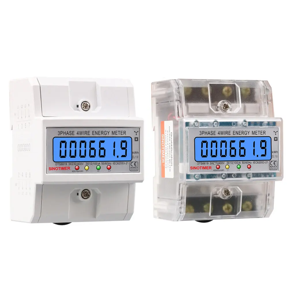 100A LCD Digital Display with Backlight Power Meter in Energy Meters Smart Electric Meter 3 Phase Kwh Meter DTS6619