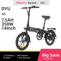 DYU A5 Folding Ebike 350W Motor 48V7.5AH Removable Battery City Electric Bike Adult 14-inch Tire Aluminum Alloy Electric Bicycle