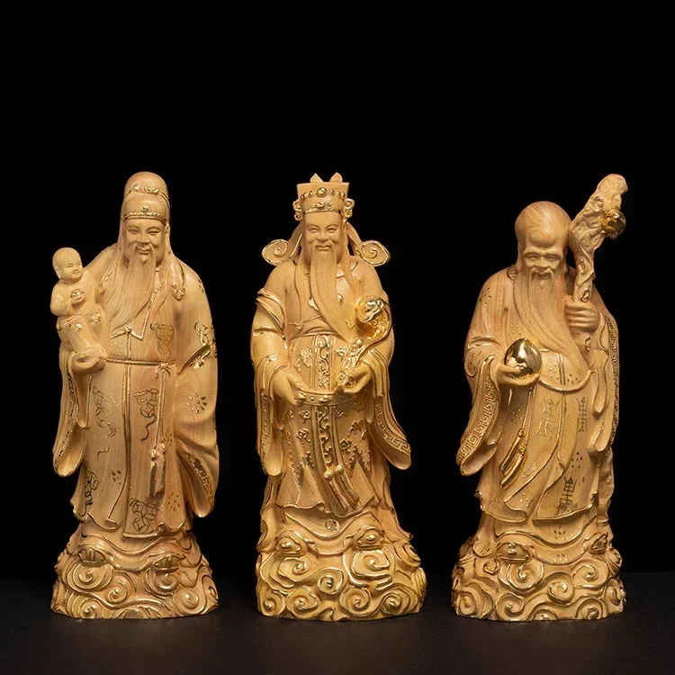 15 см фэн-шуй FU LU SHOU статуя трех богов деревянная статуя ремесла Бог талисман молится статуя домашний декор