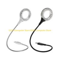 A52B Ring LED Light USB Table Desk Lamp 5V Bright Bulb Flexible Gooseneck Adjustable