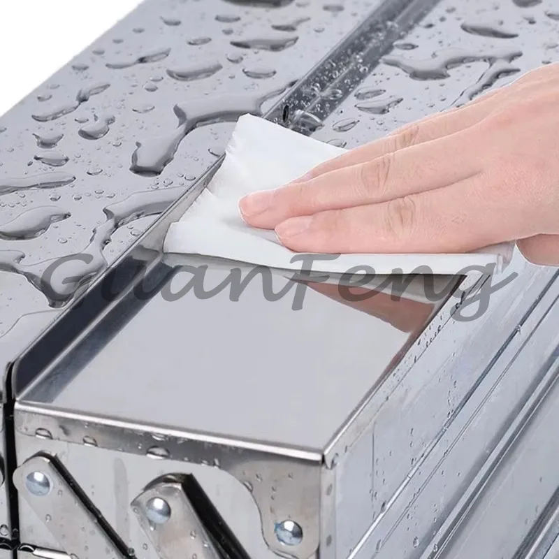 Thickened stainless steel toolbox, portable folding industrial storage box, multifunctional 2/3 layer