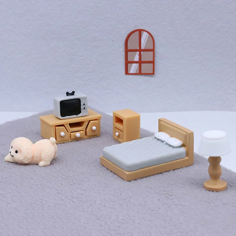 1Piece Dolls House Miniature Furniture Sofa Chair Desk Chair DIY Dollhouse Decoration Micro Landscape Resin Ornaments Accessory