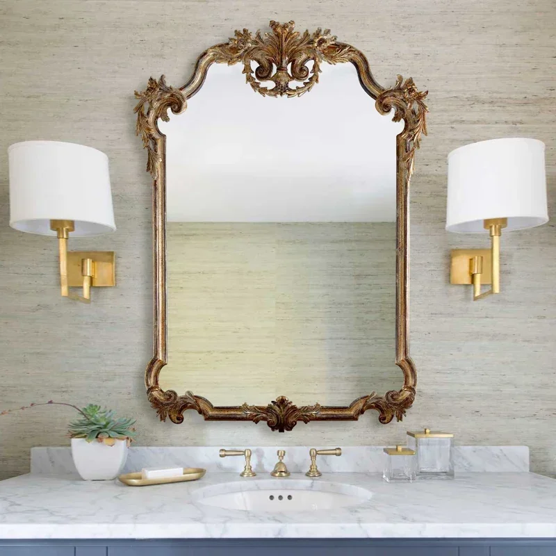 Miroir de maquillage de bureau haut de gamme, miroir décoratif pour cheminée, miroir mural élégant pour salle de bain