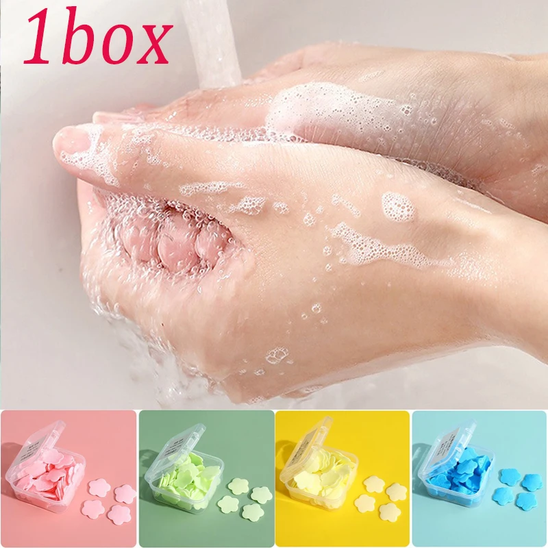 1box Portable Mini Strawberry Paper Soap Disposable Hand Washing Scented Soap Papers Hand Care Cleaning Soap Bath Travel Supplie