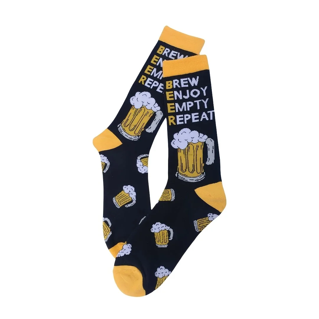زوج واحد من الجوارب الزجاجية للبيرة السوداء، جوارب رجالية مبتكرة ومريحة وقابلة للتنفس، مثالية لمحبي البيرة، وإكسسوارات البيرة