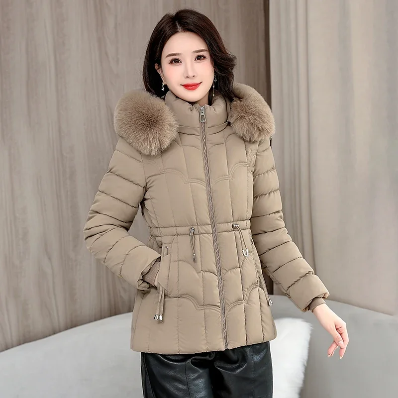 Winter Down Jacket Women Warm Cotton Padded Coat Ladies Short Overcoat Hooded Overwear Tops Fashion High-Quality Parkas2024 New