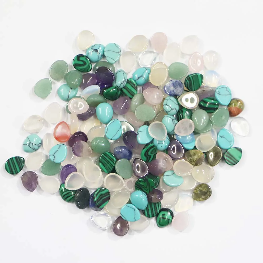 

10*8MM Natural Stone Agate Crystal Water Droplets CAB Cabochon Fashion Charm Beads DIY Jewelry Making Necklace Accessories 50Pcs