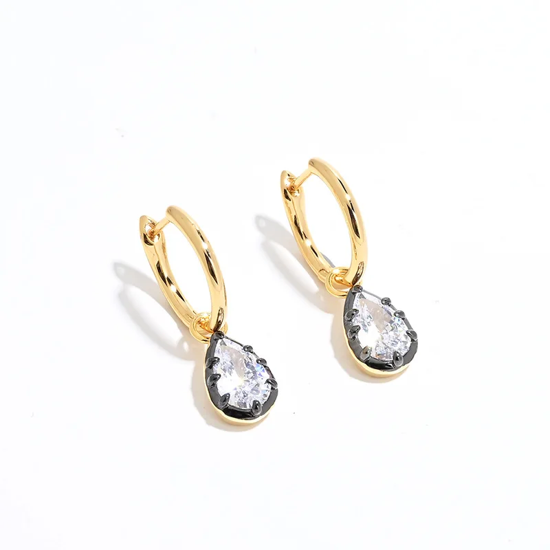 Goldenway Customized 925 Silver High Carbon Diamond Heart/Emerald/Hexagon/Cross/Teardrop Ear Drop Dangles 1Carat Buckle Earring