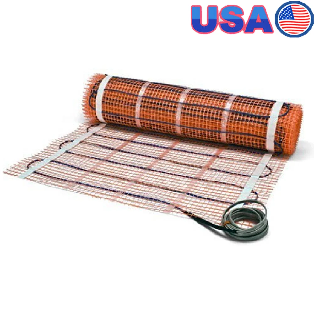 

Electric Underfloor Heating TapeMat 50 Sq Ft 120V Orange 2.0' x 25.0'Customizable Installation Double-Sided Tape Floor Sensing