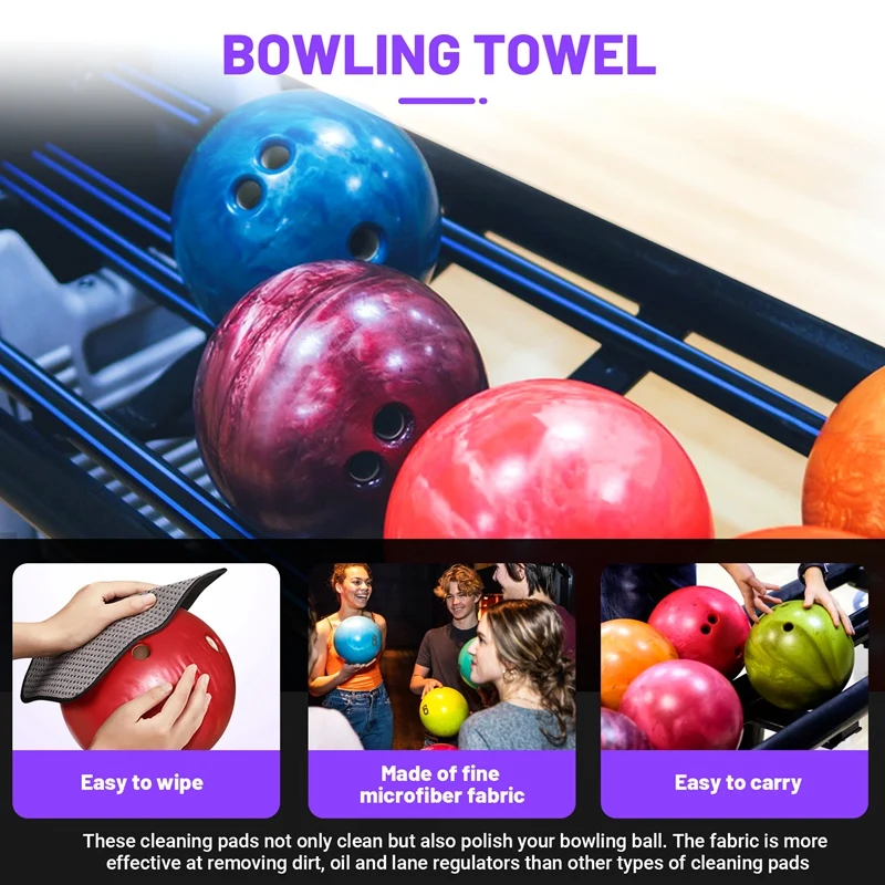 (3-Pack) ไมโครไฟเบอร์ Bowling Ball ผ้าขนหนู-8นิ้ว X 8นิ้วคุณภาพสูงโบว์ลิ่ง Shammy ที่มี Easy-Grip จุด