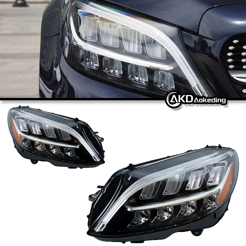 Auto Parts For Benz W205 Headlights 2019-2021 C180 C200 latest Styling LED Daytime Lights Dual Projector Car Accesorios Modified