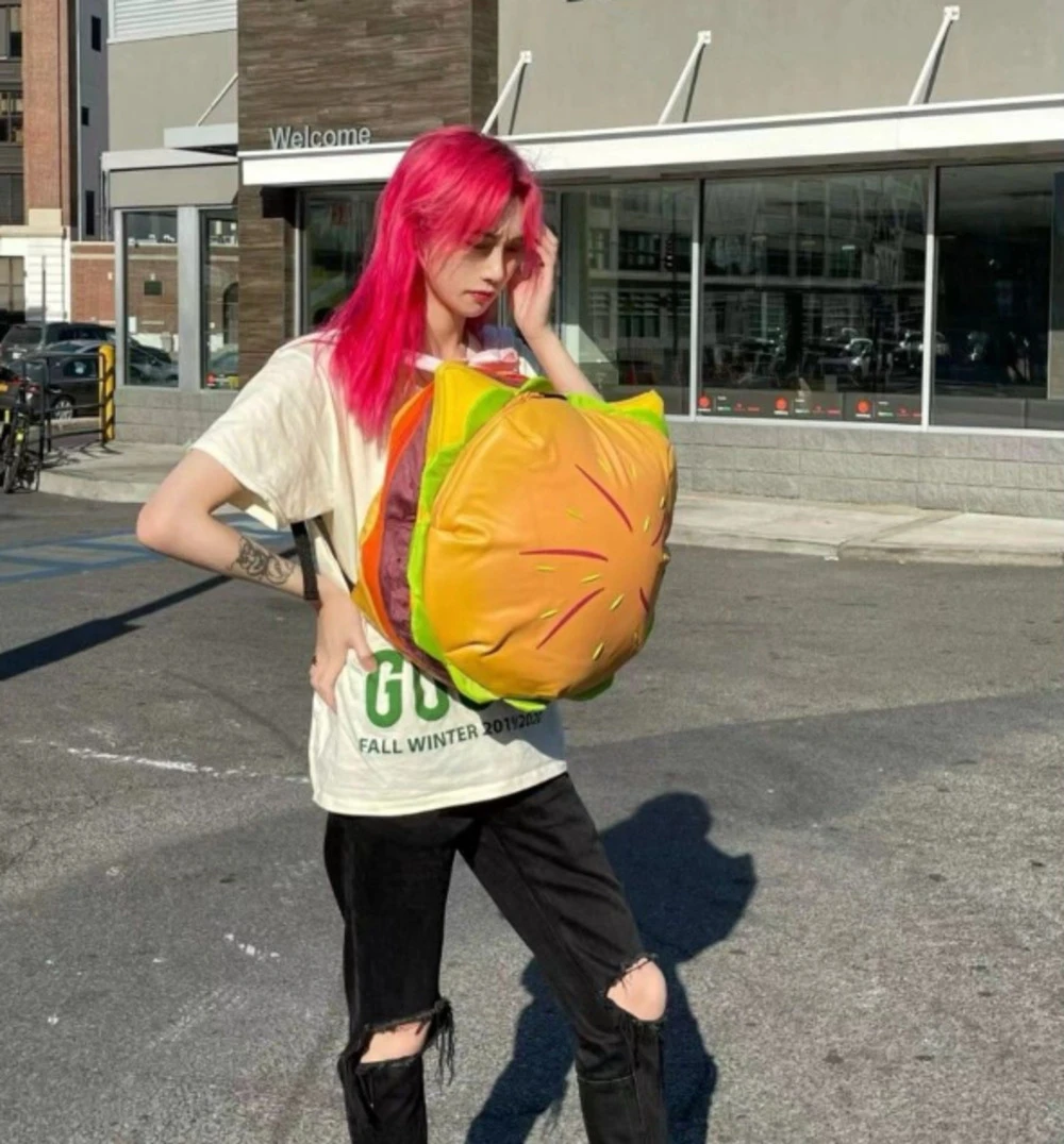 Mochila escolar con diseño de hamburguesa, mochila bonita de campus Steven universe, a la moda, novedad de 2022