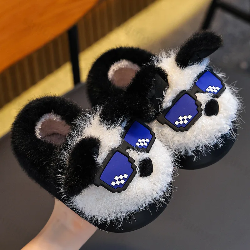 الفتيان فتاة النعال الأطفال أفخم الدافئة نعال من القطن 2025 الشتاء المضادة للانزلاق الكرتون النعال الطابق داخلي رقيق أحذية منزلية