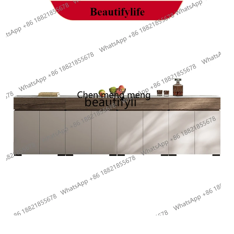 G153 Italian style sofa back cabinet modern simple slate sideboard living room entrance cabinet integrated against the wall