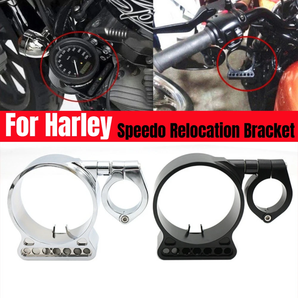 Motorcycle Side Mount Speedo Relocation Bracket Black Instrument Case Housing for Harley Sportster XL883  XL1200 C/N/L/R X48