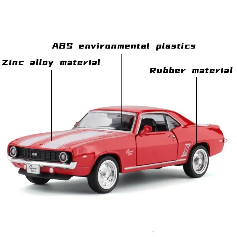 Chevrolet Camaro SS 1969, Retro-Klassiker-Supercar-Simulation, Druckguss- und Spielzeugfahrzeug, RMZ-Stadt, 1:36 Legierungsautomodell, Geschenk für Kinder