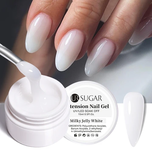Imagen 2 del producto UR SUGAR 15ml extensión de Gel de uñas gelatina rosa blanco claro Gel duro extensión UV Gel para uñas dedo francés arte de uñas DIY manicura