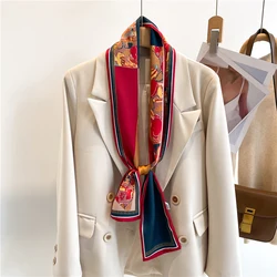 Fashion Skinny Silk Scarf for Women Fashion Hair Ribbons Headbands Bandana Female Bag Wrist Wrap Neckerchief Foulard Neck Ties