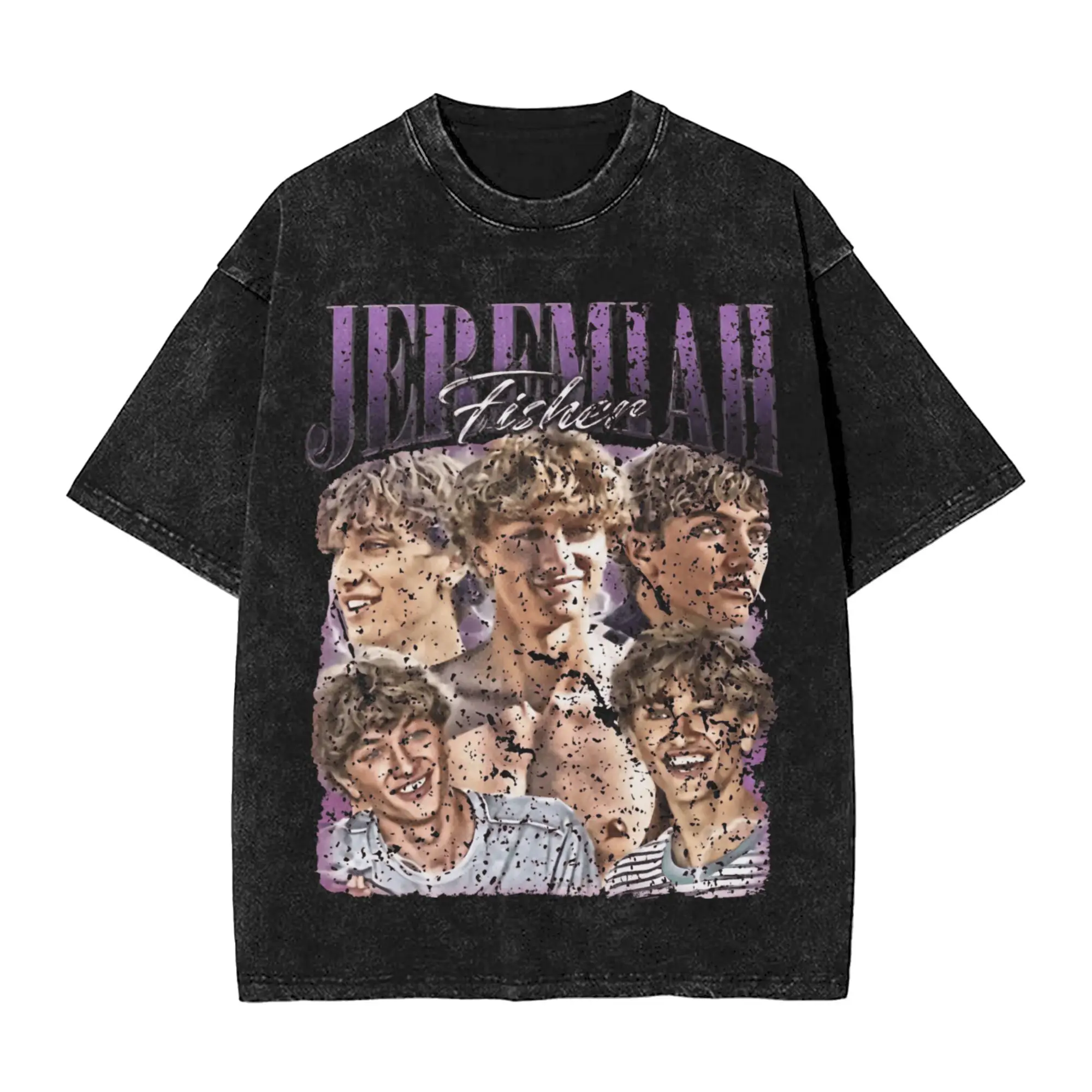 

Mens T-Shirt Jeremiah Fisher Bootleg Vintage Washed T-Shirts Trendy Cool Summer Tees Y2K Retro Print Casual Clothing Gift