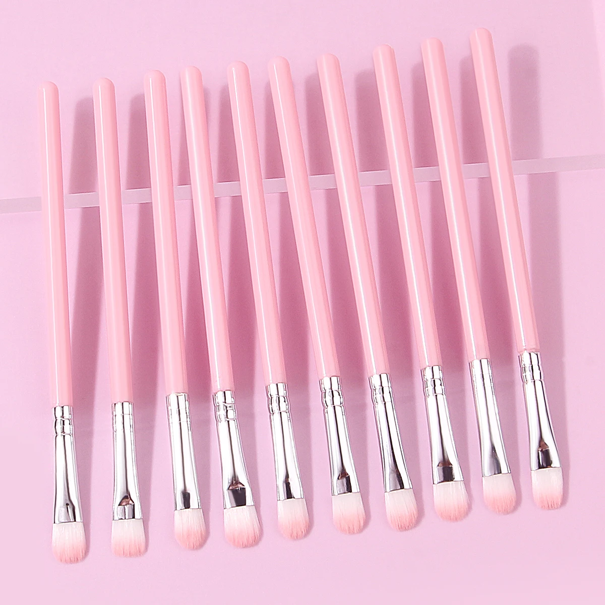 10pcs Pink Makeup Brush Set for Beginners, Eyeshadow Brush, Highlight Brush, Eye Makeup Details, Multi-functional Makeup Brush