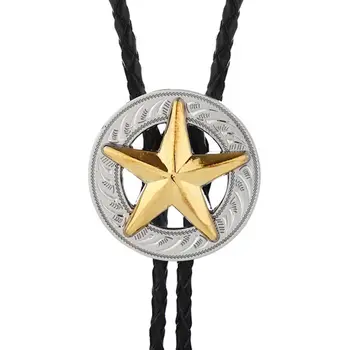 全新時尚男士幾何五角星皮繩領帶 男士領帶禮品配件批發 10 最佳銷售 星形領帶 - №6