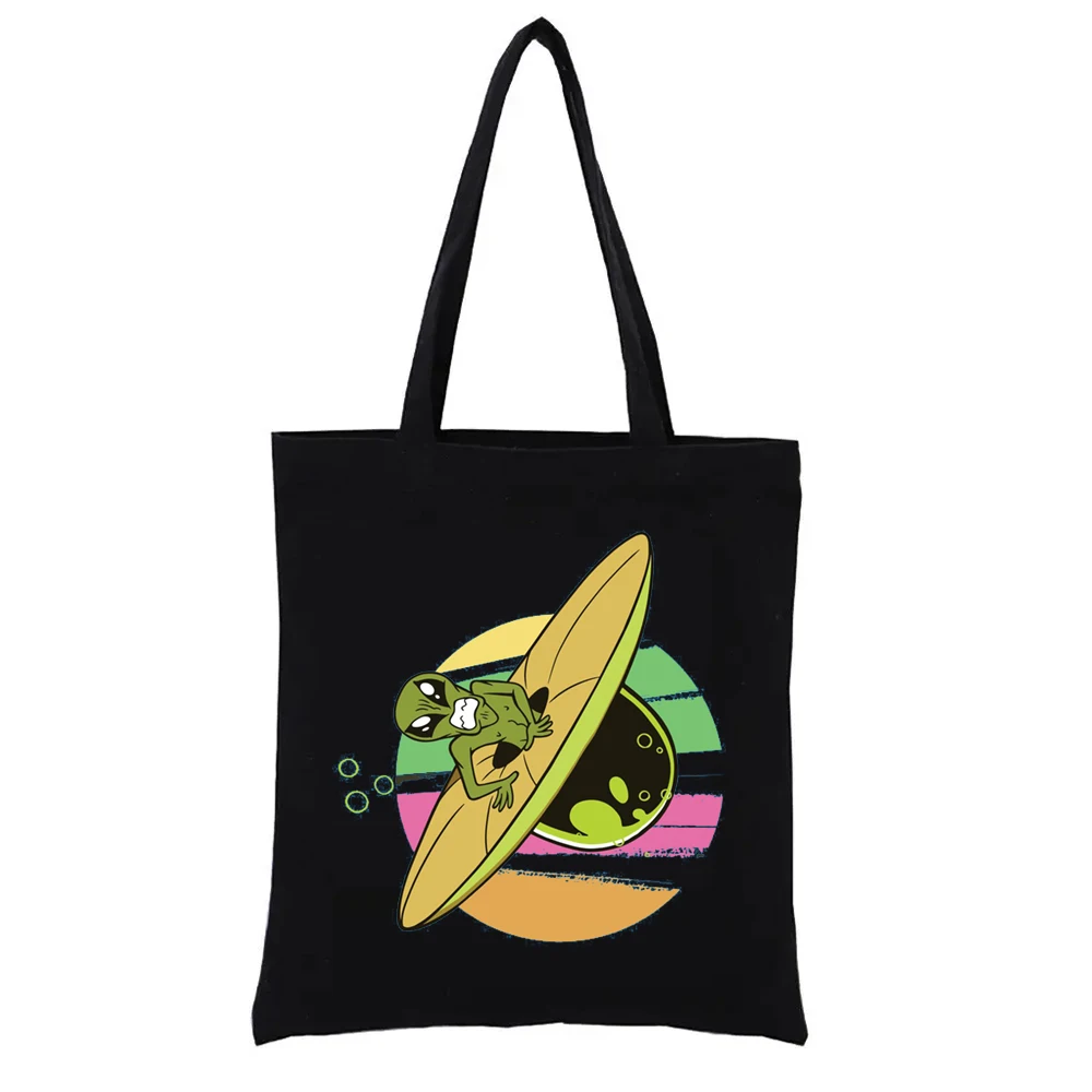 

Aliens Get Fat Too Graphic Tote Bag Extraterrestrial Print Shoppong Bags Female Handbags Totebag Shopper Women's Handbag Fashion