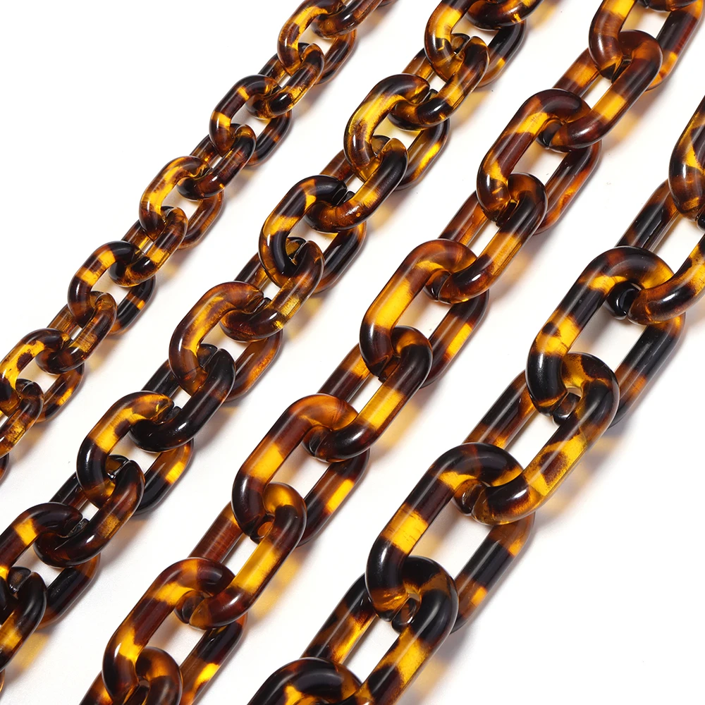 10-50pcs Transparent Leopard Print Acrylic Oval Link Chain Beads For DIY Jewelry Making Bracelet Necklace Glasses Chains Crafts