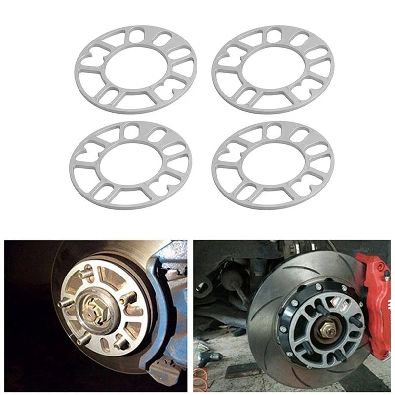 8Pcs Aluminum Wheel Spacers Shims Plate Auto Wheel Spacers 5Mm Stud For 4X100 4X114.3 5X100 5X108 5X114.3 5X120