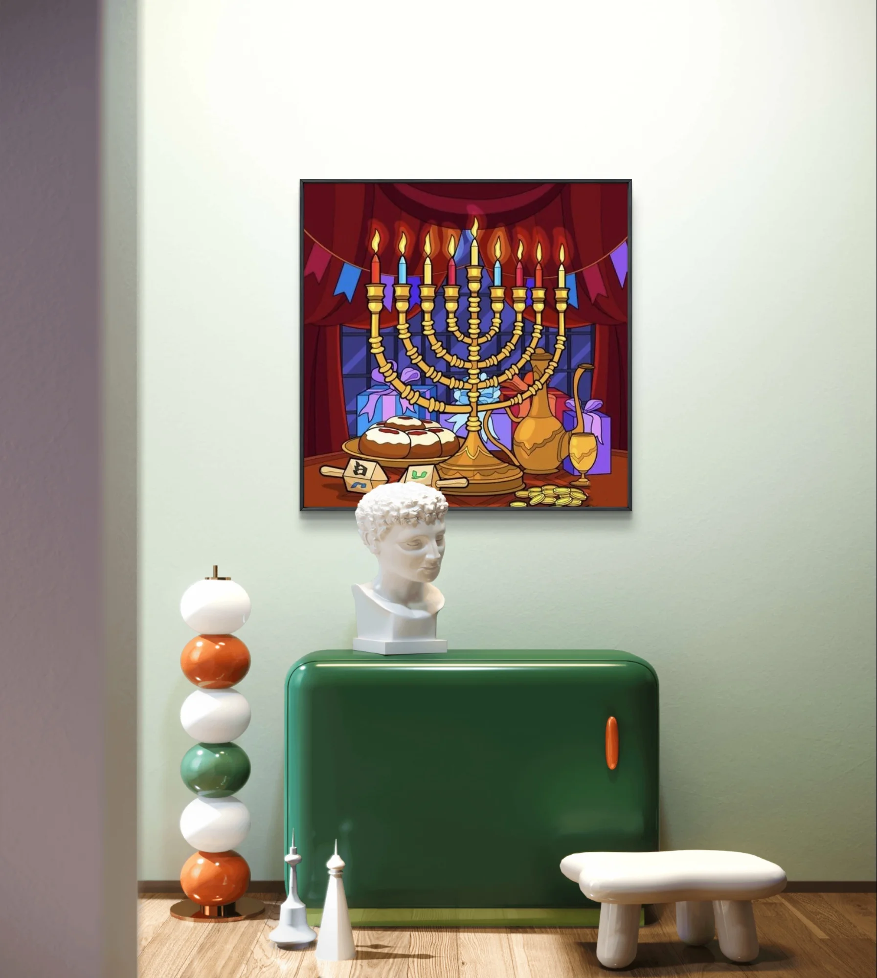 Zestaw do malowania diamentów Menorah Jewish Hanukkah Diy haft diamentowy Rhinestone haft krzyżykowy mozaika dekoracje ścienne do domu ręcznie