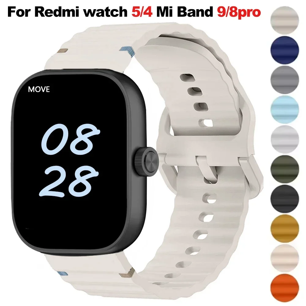 Redmi 시계 용 실리콘 스트랩 Mi Band 9/8pro 소프트 벨트 용 5/4 밴드 팔찌 교체 통기성 손목 스포츠 밴드 Correa