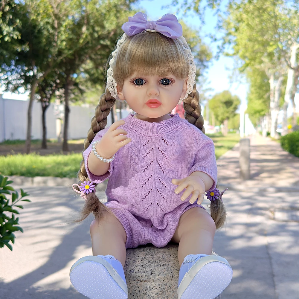 22 นิ้ว 55 ซม.สําเร็จรูป Reborn ตุ๊กตาสาวไวนิลตุ๊กตาจําลองเด็กแต่งตัวของเล่นวันเกิดคริสต์มาสของขวัญ