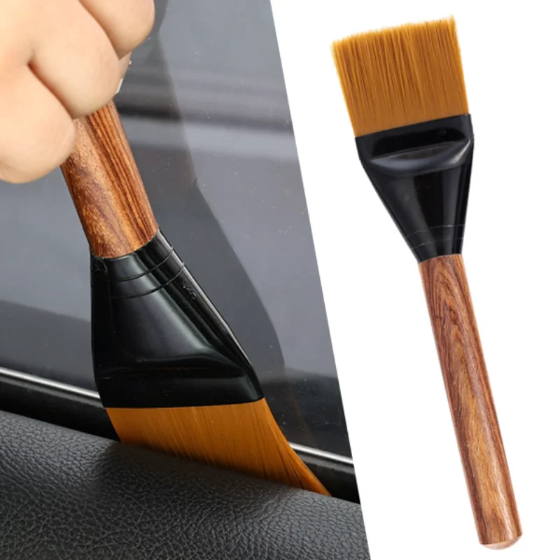 

Car Interior Detailing Cleaning Brushes Auto Air Outlet Home Office Dust Removal Soft Wash Brushes Wooden Handle Clean Tools