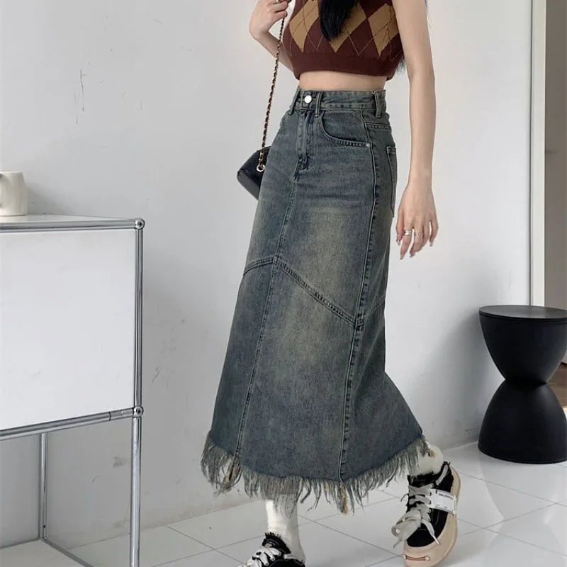 

Винтажная женская юбка с высокой талией и бахромой, весна-осень, средней длины, стройнящая, с коровьим принтом, модная, в стиле Spice Girl