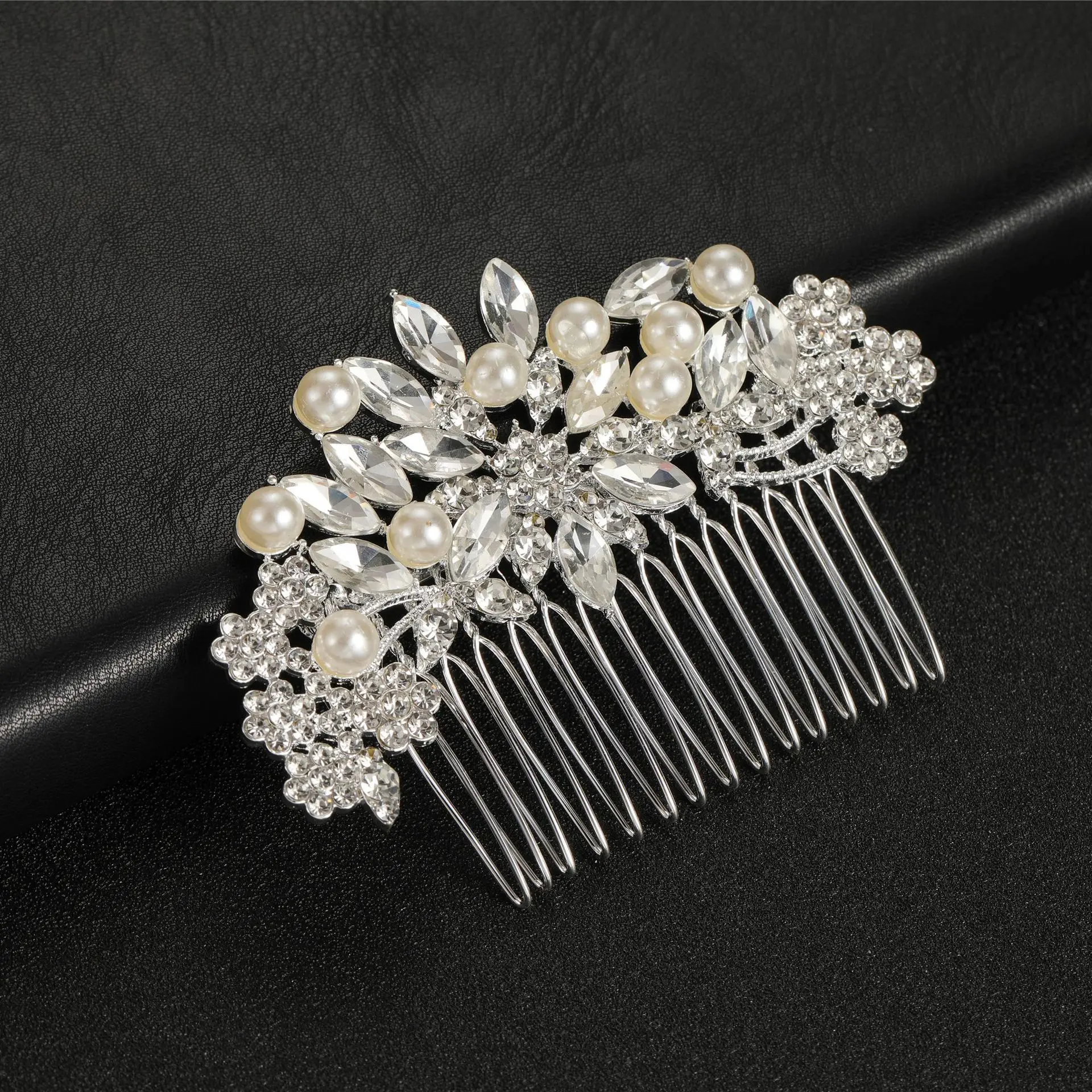 Rhinestone Floral Hair Accessories Simple Rose Hair Comb Insert Comb Alloy Bridal Hair Comb Wedding Dress Hairpin