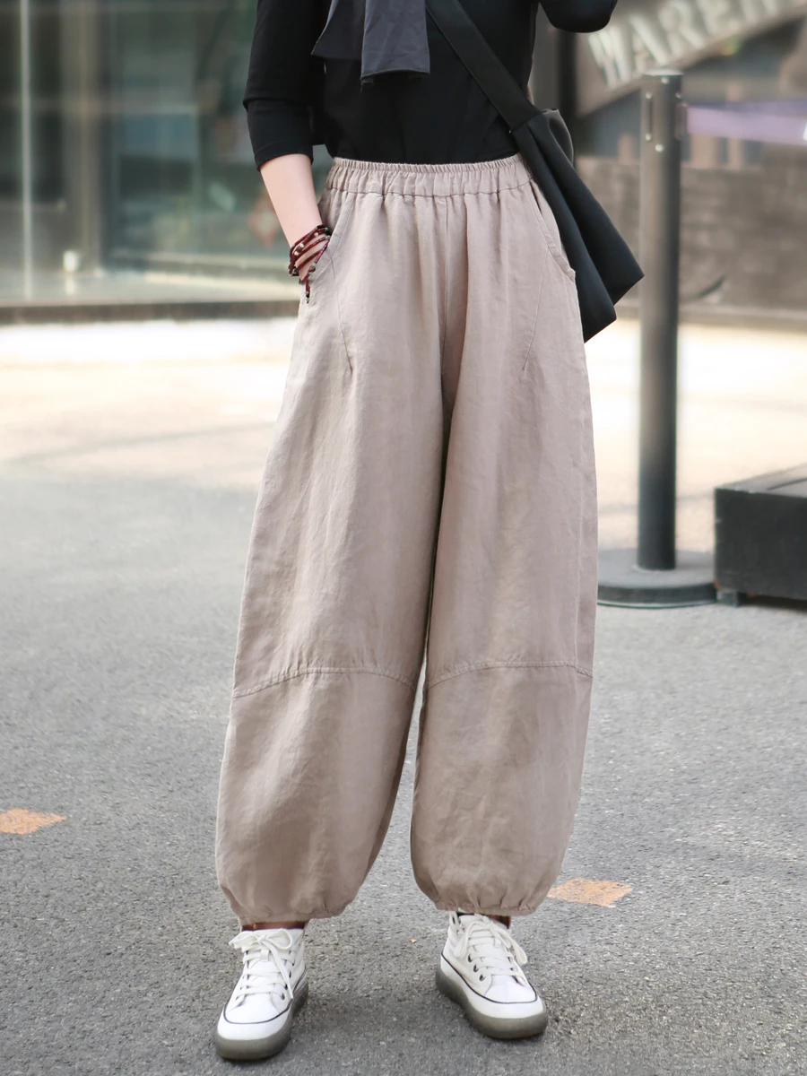 

High Waist Han-Ma Carrot Pants Women's Loose Casual Retro Artistic Han-Ma Lantern Pants Tee Season Casual Trousers