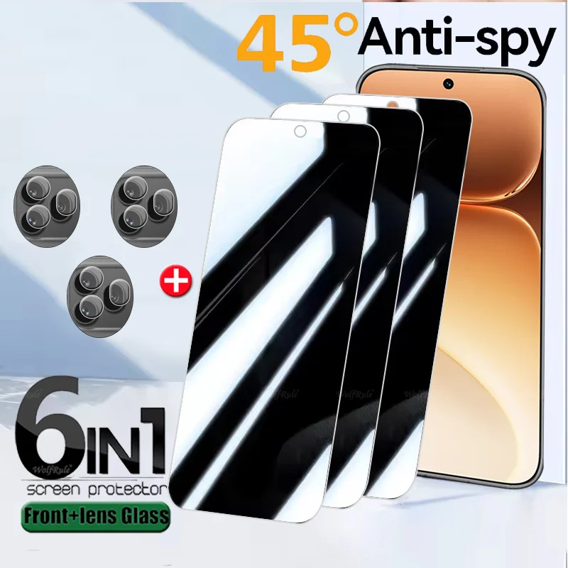 

6-in-1 For Honor 600 Pro Glass Huawei Honor 600 Pro Tempered Glass 9H Privacy Anti-Spy Screen Protector Honor 600 Pro Lens Glass