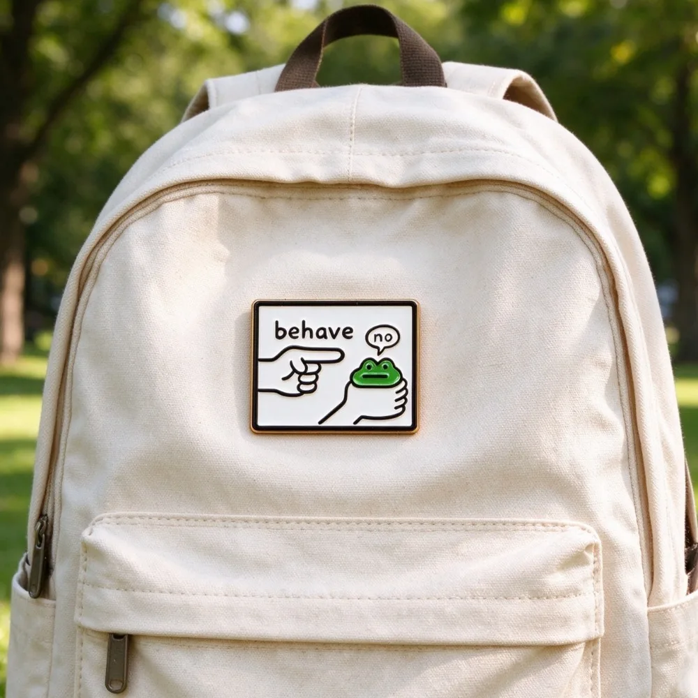 Funny Frog Quote Enamel Pin Behave No Slogan Brooch Badges Lapel Pins Backpack Jacket Hat Decor Humor Accessory Gift for Friends